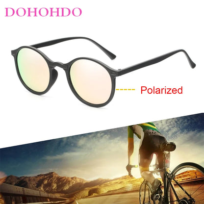 DOHOHDO New Women Polarized Round Sunglasses Retro Vintage UV400 Driving Steampunk Eyewear Male Small Sun Glasses Gafas Ciclismo