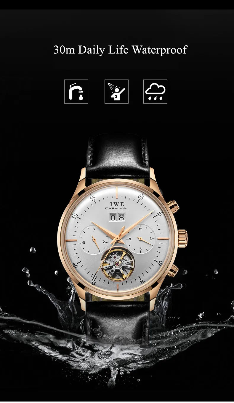 CARNIVAL Mechanical Dress Watches for Men Brands Luxury Sapphire Automatic Wristwatches Men's Waterproof 2025 Men's Watch