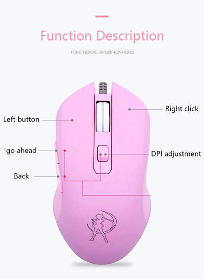 UTHAI DB49 Wired Luminous Pink Mouse 1600 (dpi) Computer Accessories Peripheral Cute Girl Gaming Mouse