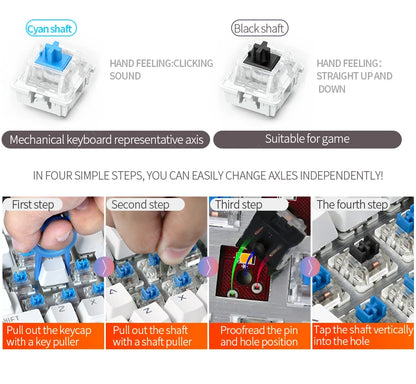 Teclado mecánico retro punk con interruptores azul, negro y marrón, 104 teclas, USB con cable, teclado gaming retroiluminado RGB para PC, portátil y gamers