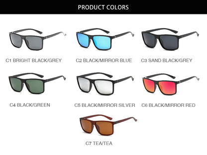 Classic Black Square Polarized Sunglasses Men Fashion Mirror Blue Sun Glasses Unisex Vintage Anti Glare Driving Shades UV400