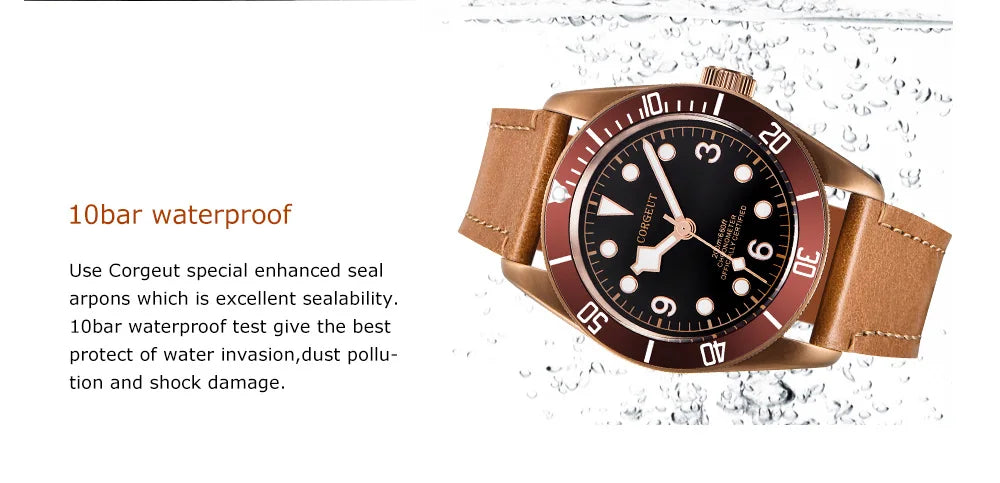 Luxury NH35A Corgeut 41mm Automatic Men's Watch PVD Case Sapphire Military Male 10BAR wim Watches Luminous Mechanical Wristwatches