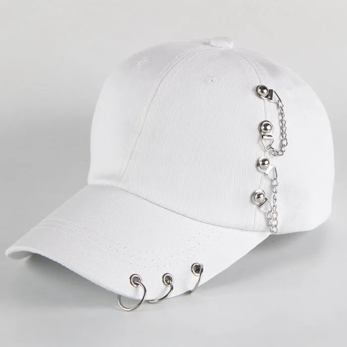 Fashion hip hop cotton baseball cap Creative Piercing Ring Caps Punk Adult Casual Solid Adjustable Unisex hat Snapback hats