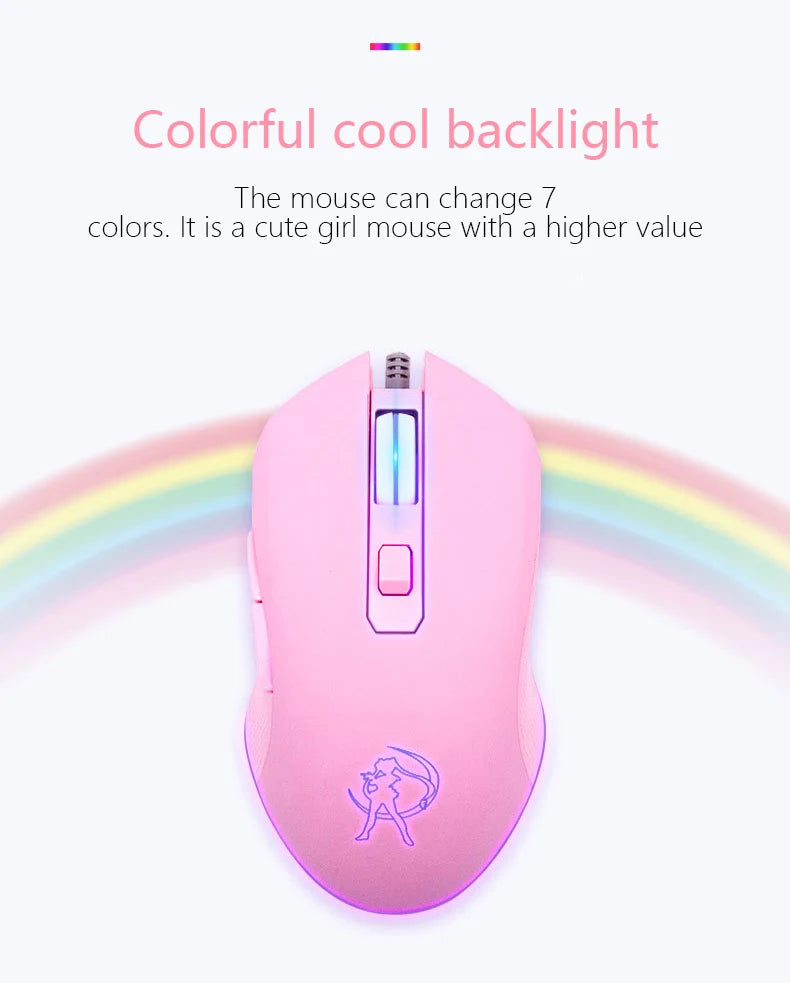 UTHAI DB49 Wired Luminous Pink Mouse 1600 (dpi) Computer Accessories Peripheral Cute Girl Gaming Mouse