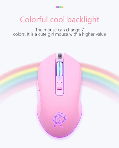 UTHAI DB49 Wired Luminous Pink Mouse 1600 (dpi) Computer Accessories Peripheral Cute Girl Gaming Mouse