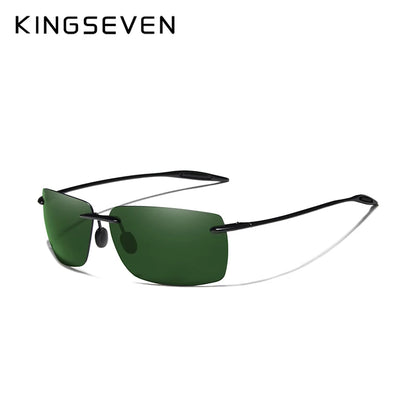 KINGSEVEN Brand Polarized Sunglasses Men Fashion Rimless Lens Driving Square Sun Glasses Male Women TR90 Goggle Zonnebril