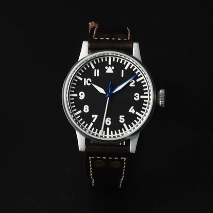 Hruodland Pilot Men's Automatic Mechanical Watch PT5000 Sapphire Luminous C3 Stainless Steel Waterproof 10Bar Men's Watch