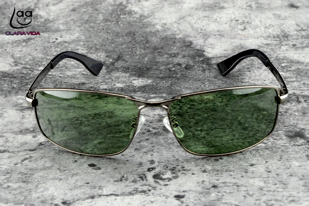 Clara Vida Military Men Darkgeen Lenses High Definition Polarized Uv400 Uv100% Sunglasses Sunshades For Out Door Drivin