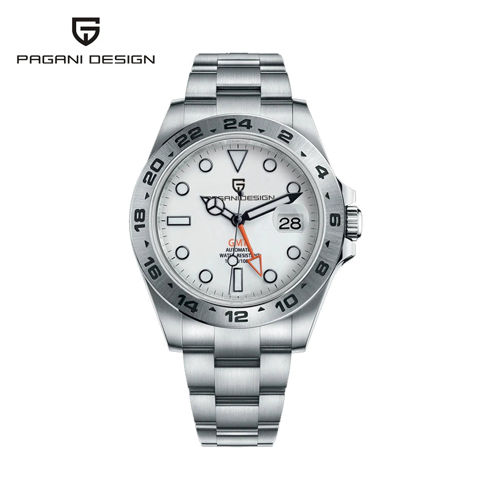 Pagani Design PD1682 Men’s GMT Watch 42mm Automatic Mechanical DG5833 Sapphire Crystal Stainless Steel Waterproof Black Vintage