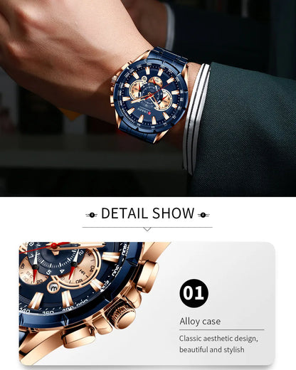 Relógio masculino CURREN Business Men, relógio de pulso de luxo em aço inoxidável, cronógrafo militar, relógio de quartzo