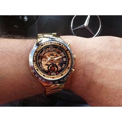 Winner Men’s Watch – Sporty design, intricate bezel, on-trend style, prestigious brand, automatic watch with exposed mechanism (skeletonised)