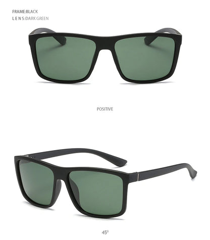Classic Black Square Polarized Sunglasses Men Fashion Mirror Blue Sun Glasses Unisex Vintage Anti Glare Driving Shades UV400