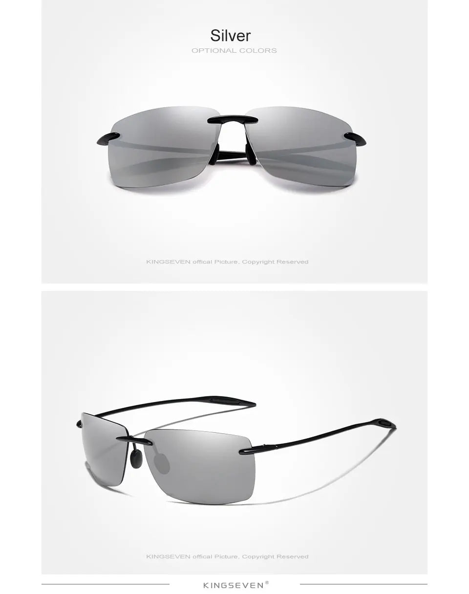 KINGSEVEN TR90 Rimless Sunglasses Men Ultralight High Quality Square Frameless Sun Glasses For Women Brand Designer Mirror Lens