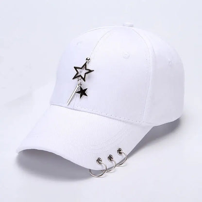 Fashion hip hop cotton baseball cap Creative Piercing Ring Caps Punk Adult Casual Solid Adjustable Unisex hat Snapback hats