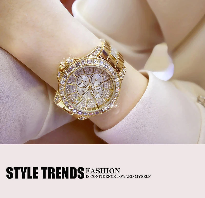 Women Watches Quartz Diamond Luxury Watch Fashion Top Brand Wristwatch Fashion Watch Ladies Crystal Jewelry Rose Gold Watch