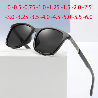 Anti-glare Short-sight Lens Square Polarized Men Sunglasses TR90 Driver Diopter Sun Glasses For Women 0 -0.5 -0.75 To -6.0