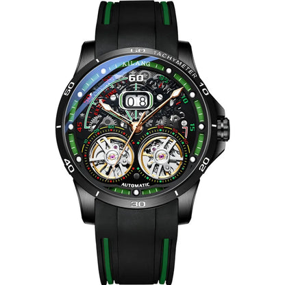 AILANG Super Cool Double Tourbillon Automatic Mechanical Watch Men Luxury Brand Luminous Waterproof Watches Men's Reloj Hombre