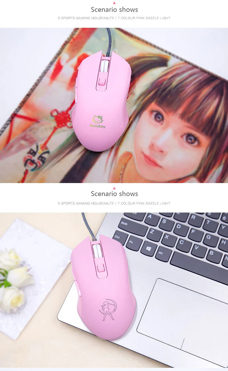 UTHAI DB49 Wired Luminous Pink Mouse 1600 (dpi) Computer Accessories Peripheral Cute Girl Gaming Mouse