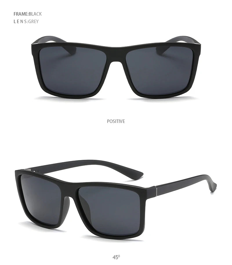 Classic Black Square Polarized Sunglasses Men Fashion Mirror Blue Sun Glasses Unisex Vintage Anti Glare Driving Shades UV400