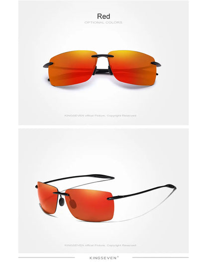KINGSEVEN Brand Polarized Sunglasses Men Fashion Rimless Lens Driving Square Sun Glasses Male Women TR90 Goggle Zonnebril
