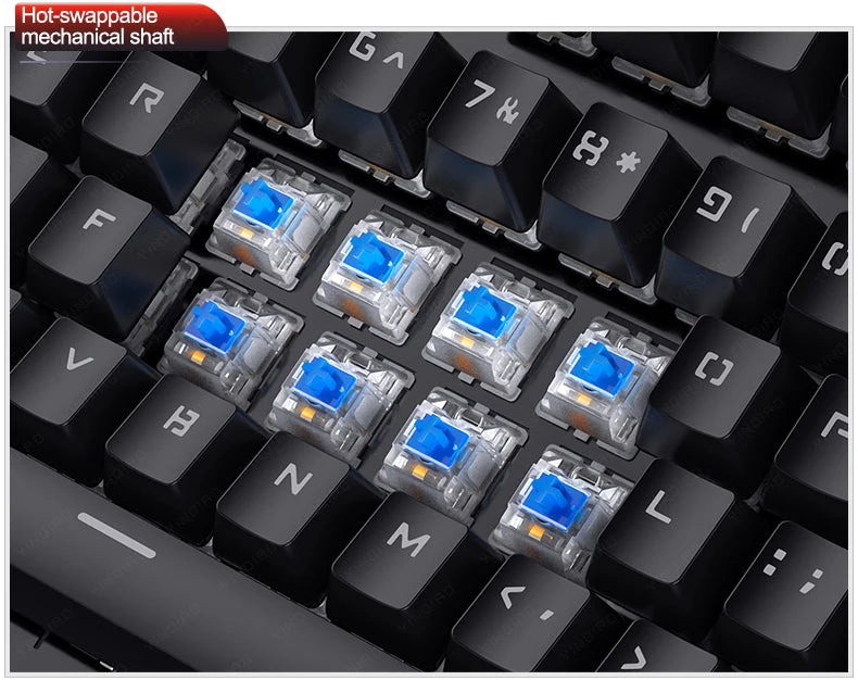 Teclado mecánico retro punk con interruptores azul, negro y marrón, 104 teclas, USB con cable, teclado gaming retroiluminado RGB para PC, portátil y gamers
