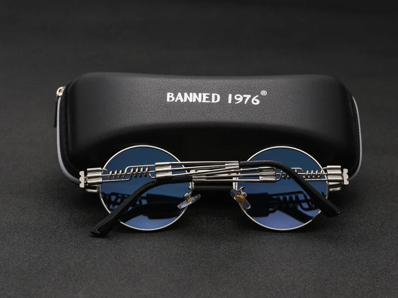Polarized Gothic Steampunk Sunglasses Men Women Fashion Brand Designer Vintage Round Shades Metal Frame Sun Glasses Oculos