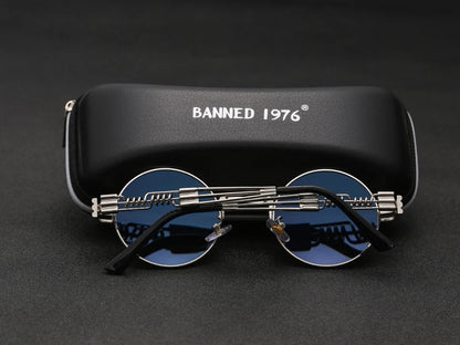 Polarized Gothic Steampunk Sunglasses Men Women Fashion Brand Designer Vintage Round Shades Metal Frame Sun Glasses Oculos