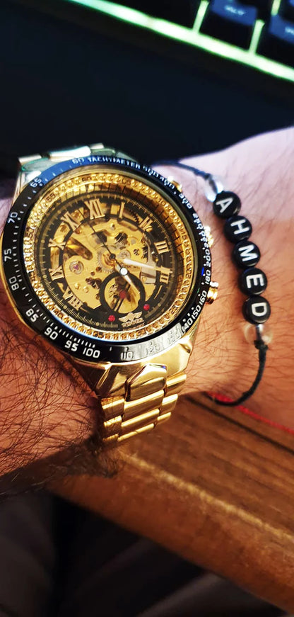 Winner Men’s Watch – Sporty design, intricate bezel, on-trend style, prestigious brand, automatic watch with exposed mechanism (skeletonised)