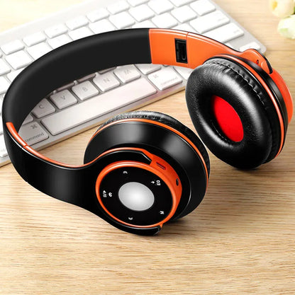 Casque audio sans fil Bluetooth pliable et coloré avec microphone et lecteur de carte TF pour enfants, femmes et hommes