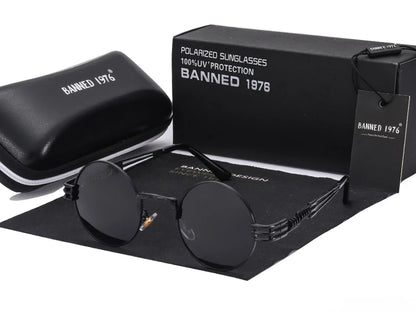 Polarized Gothic Steampunk Sunglasses Men Women Fashion Brand Designer Vintage Round Shades Metal Frame Sun Glasses Oculos
