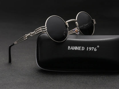 Polarized Gothic Steampunk Sunglasses Men Women Fashion Brand Designer Vintage Round Shades Metal Frame Sun Glasses Oculos