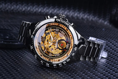 Winner Men’s Watch – Sporty design, intricate bezel, on-trend style, prestigious brand, automatic watch with exposed mechanism (skeletonised)