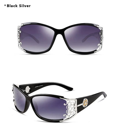 PARZIN Luxury Sunglasses Women Polarized Sun Glasses For Driving Vintage Female Ladies Shades Sunglasses Black With Packing PZ18