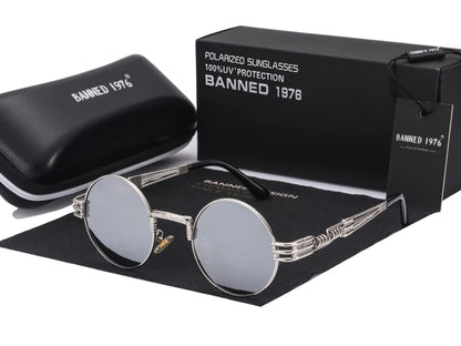 Polarized Gothic Steampunk Sunglasses Men Women Fashion Brand Designer Vintage Round Shades Metal Frame Sun Glasses Oculos