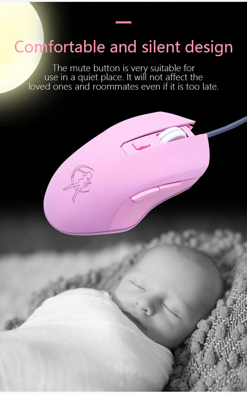 UTHAI DB49 Wired Luminous Pink Mouse 1600 (dpi) Computer Accessories Peripheral Cute Girl Gaming Mouse
