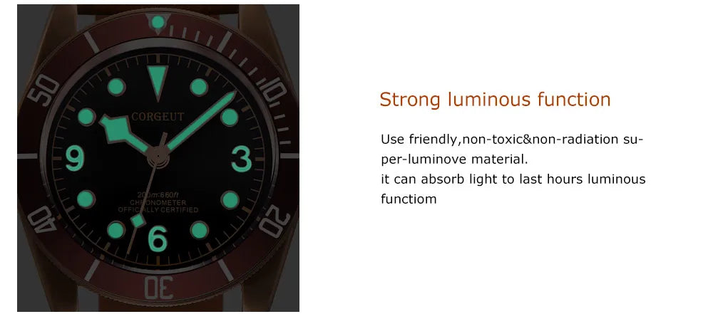 Luxury NH35A Corgeut 41mm Automatic Men's Watch PVD Case Sapphire Military Male 10BAR wim Watches Luminous Mechanical Wristwatches