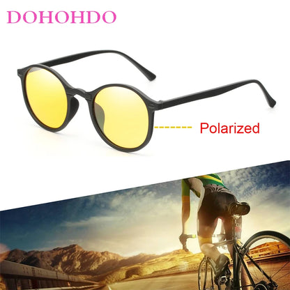 DOHOHDO New Women Polarized Round Sunglasses Retro Vintage UV400 Driving Steampunk Eyewear Male Small Sun Glasses Gafas Ciclismo