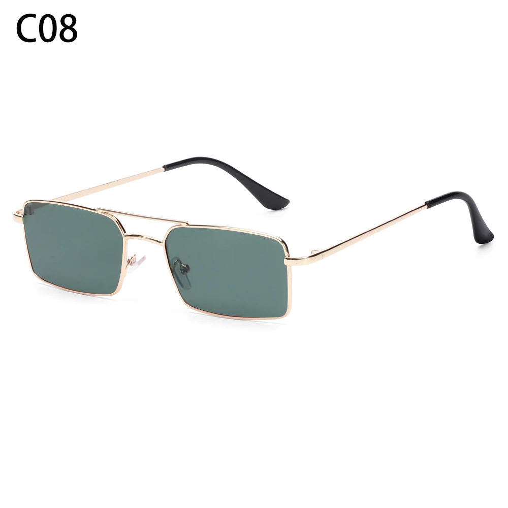 1PC Trendy Fashion Rimless Small Rectangle Sunglasses Women Men 2023 Shades Alloy Metal Glasses Traveling Style UV400 Eyewear