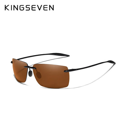 KINGSEVEN Brand Polarized Sunglasses Men Fashion Rimless Lens Driving Square Sun Glasses Male Women TR90 Goggle Zonnebril