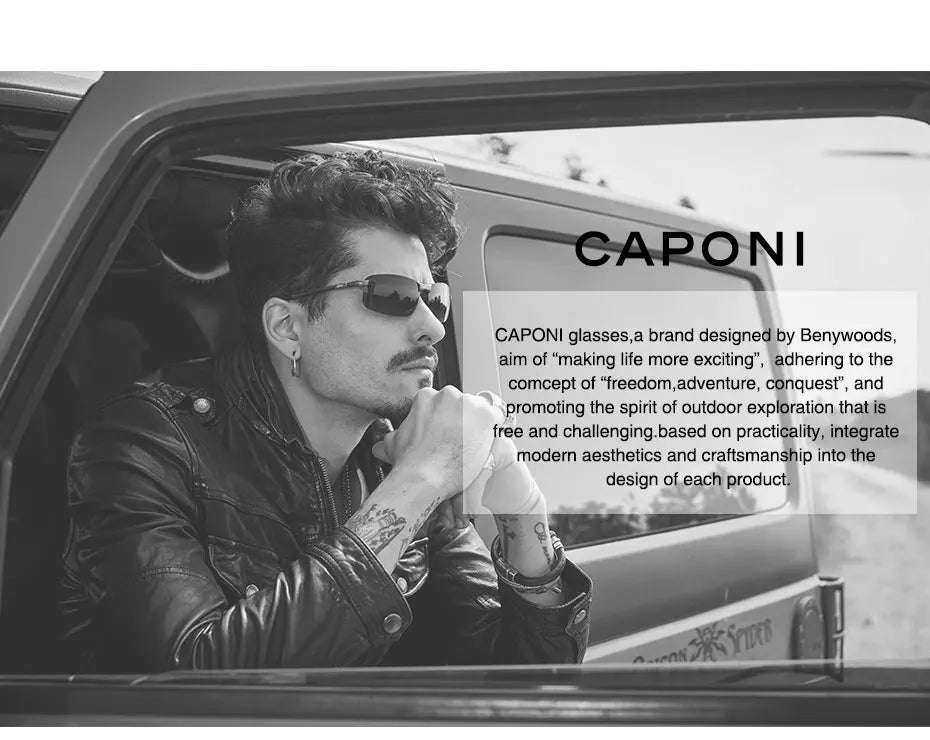CAPONI Avation Sun Glasses For Men Day And Night Photochromic Driving Men's Sunglasses Polarized UV400 Pilot Shades Male BS3104