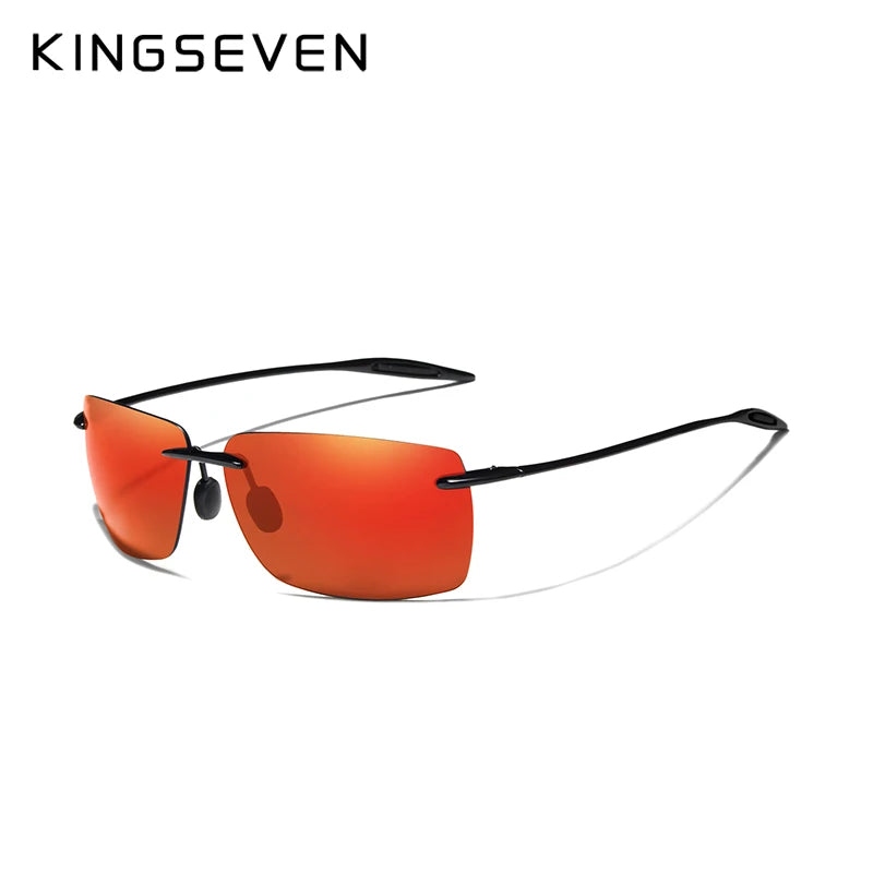 KINGSEVEN Brand Polarized Sunglasses Men Fashion Rimless Lens Driving Square Sun Glasses Male Women TR90 Goggle Zonnebril