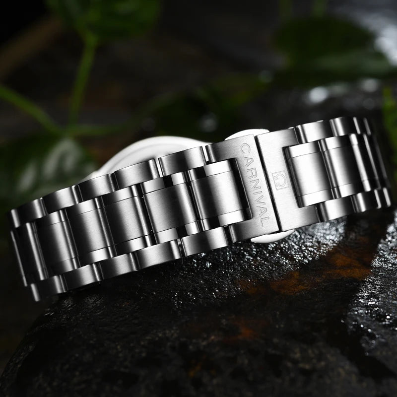 Reloj CARNIVAL de marca de lujo para hombre, reloj de cuarzo con manecillas luminosas, resistente al agua, de acero inoxidable macizo, Relogio Masculino 8638