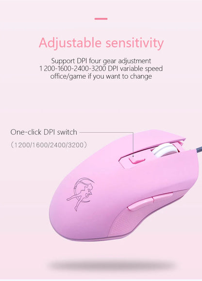 UTHAI DB49 Wired Luminous Pink Mouse 1600 (dpi) Computer Accessories Peripheral Cute Girl Gaming Mouse
