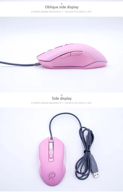 UTHAI DB49 Wired Luminous Pink Mouse 1600 (dpi) Computer Accessories Peripheral Cute Girl Gaming Mouse