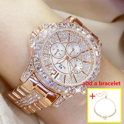 Women Watches Quartz Diamond Luxury Watch Fashion Top Brand Wristwatch Fashion Watch Ladies Crystal Jewelry Rose Gold Watch