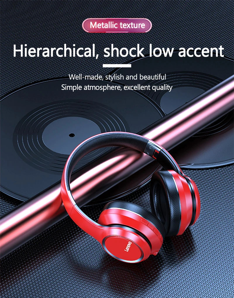 Auriculares Lenovo HD200 Bluetooth inalámbricos circumaurales – Casco gaming estéreo HiFi con cancelación de ruido y micrófono