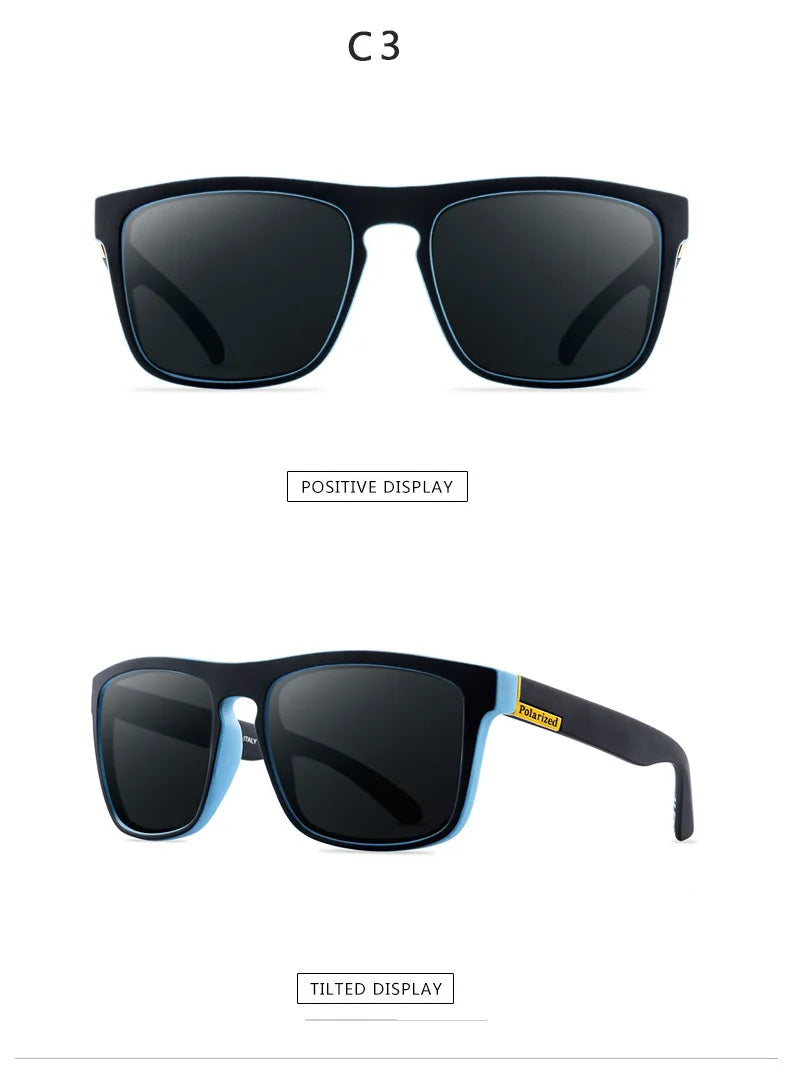 2PCS Fashion Square Polarized Sunglasses Men Vintage Plastic Male Sun Glasses Women Stylish Black Sport Shades UV400