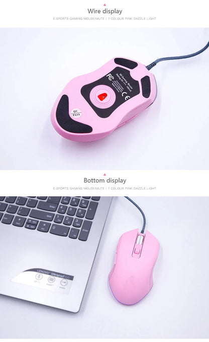 UTHAI DB49 Wired Luminous Pink Mouse 1600 (dpi) Computer Accessories Peripheral Cute Girl Gaming Mouse