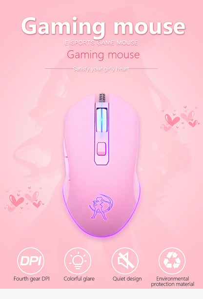 UTHAI DB49 Wired Luminous Pink Mouse 1600 (dpi) Computer Accessories Peripheral Cute Girl Gaming Mouse