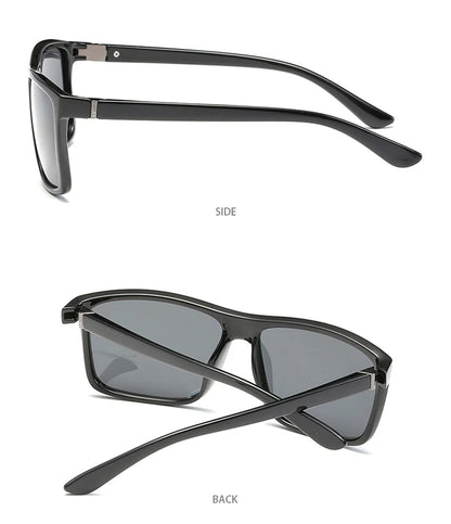 Classic Black Square Polarized Sunglasses Men Fashion Mirror Blue Sun Glasses Unisex Vintage Anti Glare Driving Shades UV400